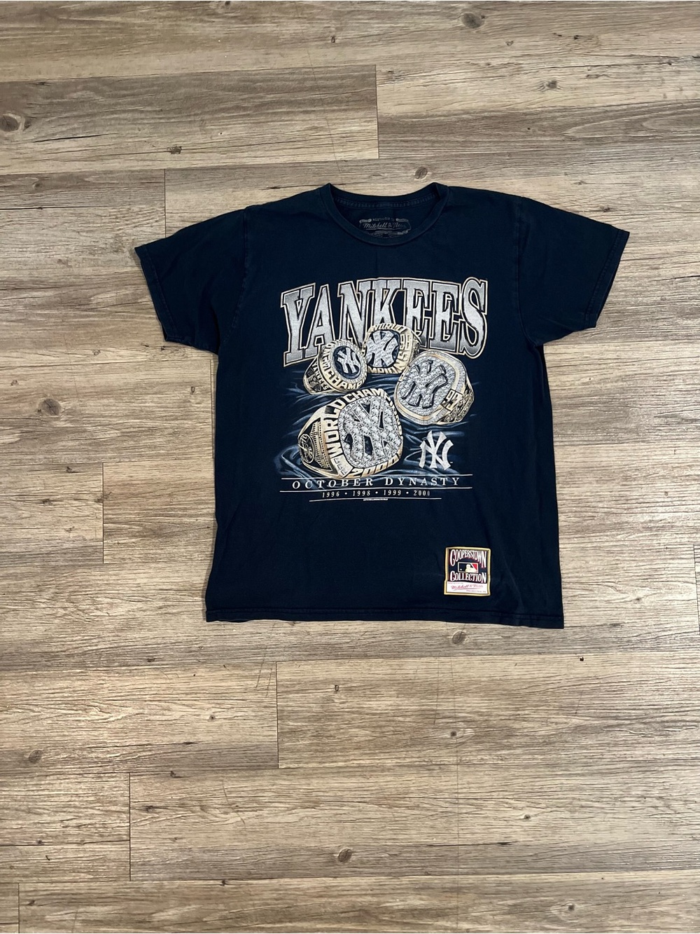 Mitchell Ness New York Yankees T Shirt Mens Size M Blue October Dynasty MLB